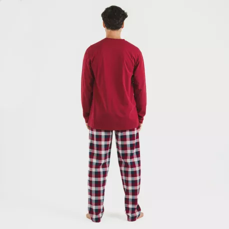 Pijama homem flanela Cuadro Ferni bordeaux