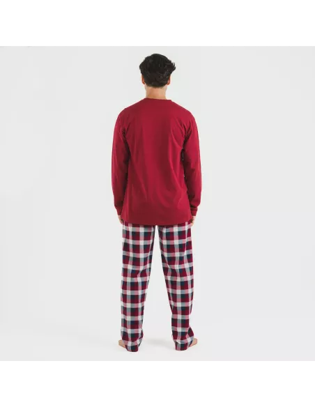 Pijama homem flanela Cuadro Ferni bordeaux Pijama homem flanela Cuadro Ferni bordeaux