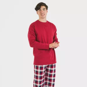Pijama homem flanela Cuadro Ferni bordeaux 2