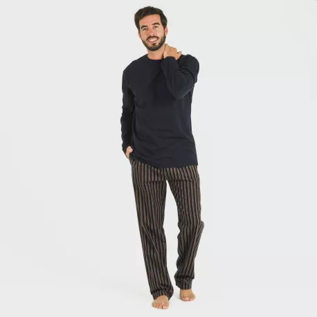 Pijama homem flanela Raya Vermont azul marinho