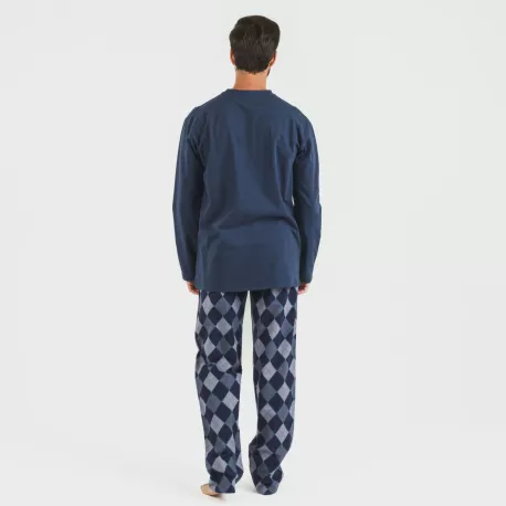 Pijama homem flanela Darsiriki azul