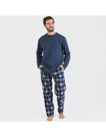 Pijama homem flanela Darsiriki azul