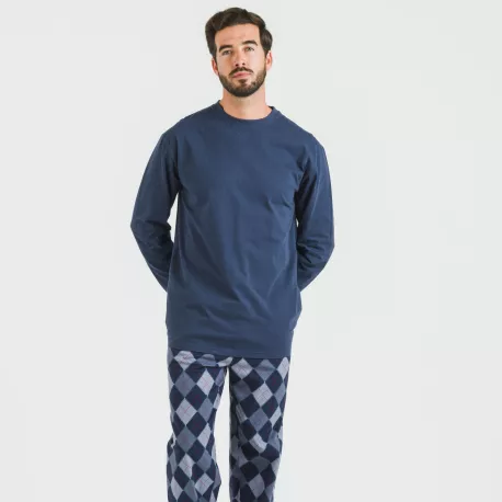 Pijama homem flanela Darsiriki azul