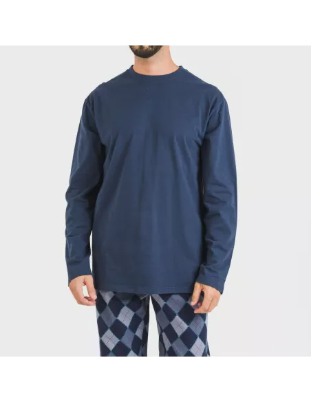 Pijama homem flanela Darsiriki azul