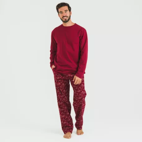 Pijama homem flanela Phylis bordeaux