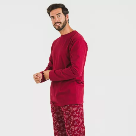 Pijama homem flanela Phylis bordeaux