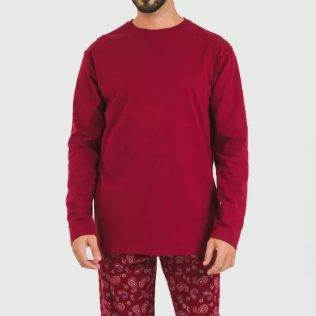 Pijama homem flanela Phylis bordeaux