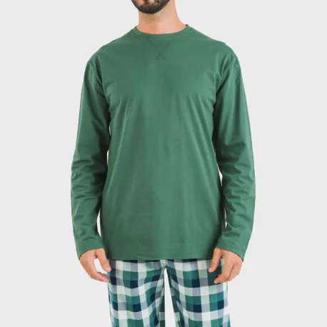Pijama homem flanela Cuadro Ferni verde