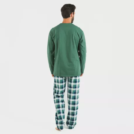 Pijama homem flanela Cuadro Ferni verde