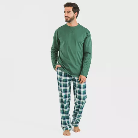 Pijama homem flanela Cuadro Ferni verde