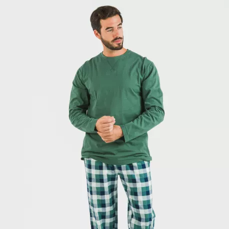 Pijama homem flanela Cuadro Ferni verde