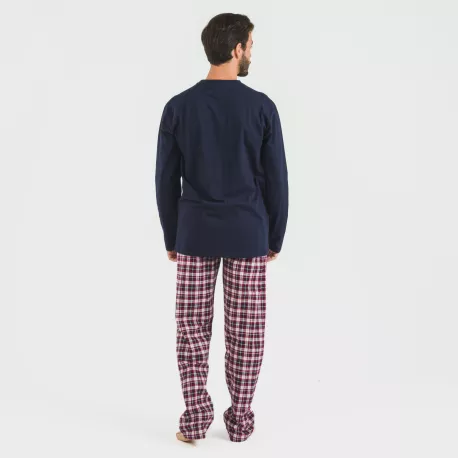Pijama homem flanela Cuadro Sergio azul marinho
