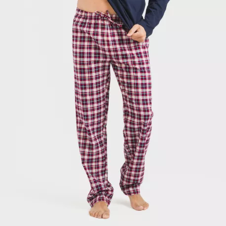 Pijama homem flanela Cuadro Sergio azul marinho