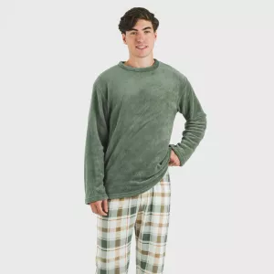 Pijama coral homem Cuadro Noric verde 2