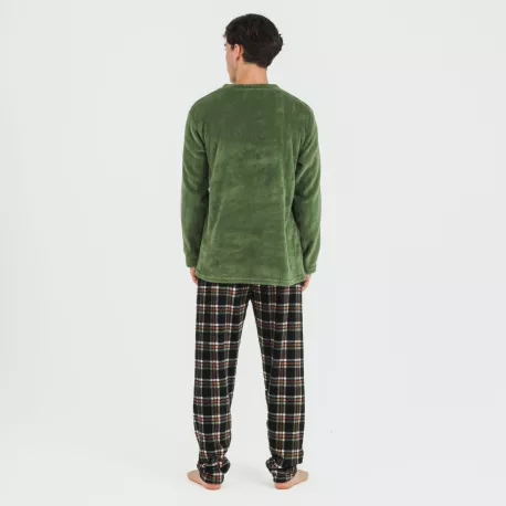 Pijama coral homem Cuadro Frankurt verde caça