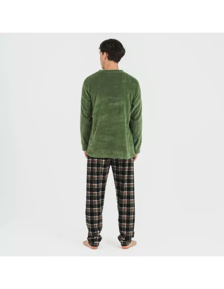 Pijama coral homem Cuadro Frankurt verde caça Pijama coral homem Cuadro Frankurt verde caça