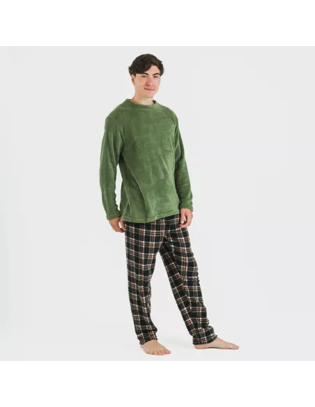 Pijama coral homem Cuadro Frankurt verde caça Pijama coral homem Cuadro Frankurt verde caça