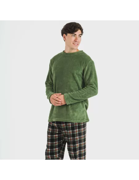 Pijama coral homem Cuadro Frankurt verde caça Pijama coral homem Cuadro Frankurt verde caça
