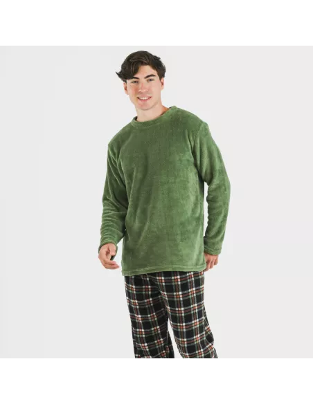 Pijama coral homem Cuadro Frankurt verde caça Pijama coral homem Cuadro Frankurt verde caça