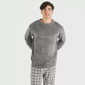 Pijama coral homem Cuadro Roberto cinza 2