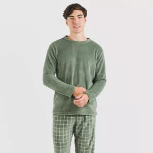 Pijama coral homem Cuadro Pruden verde caça