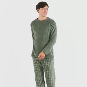 Pijama coral homem Cuadro Pruden verde caça 2