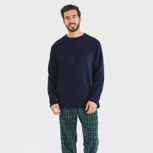 Pijama coral homem Cuadro Ruz azul marinho 2