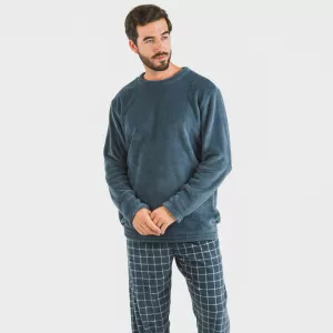 Pijama coral homem Cuadro Pruden azul azafata 2