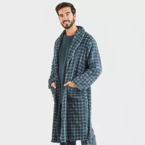 Roupão coral homem Cuadro Pruden  azul azafata 2