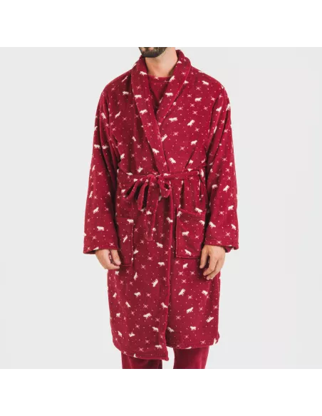 Roupão coral homem Cody bordeaux