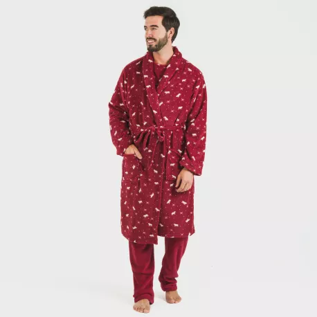 Roupão coral homem Cody bordeaux