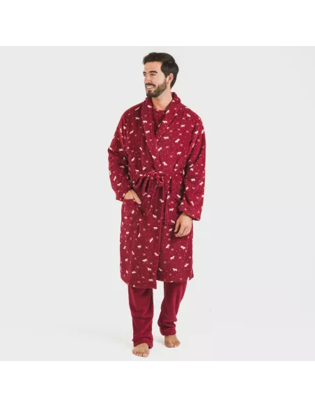 Roupão coral homem Cody bordeaux