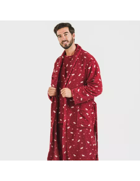 Roupão coral homem Cody bordeaux