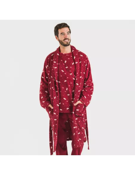 Roupão coral homem Cody bordeaux