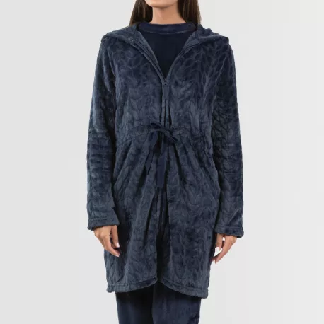 Roupão veludo com gorro Devore liso