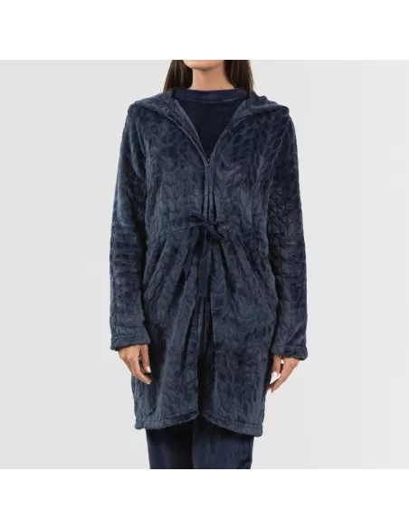 Roupão veludo com gorro Devore liso Roupão veludo com gorro Devore liso