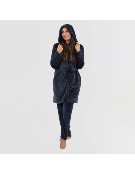 Roupão veludo com gorro Devore liso Roupão veludo com gorro Devore liso