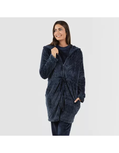 Roupão veludo com gorro Devore liso Roupão veludo com gorro Devore liso