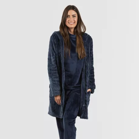 Roupão veludo com gorro Devore liso