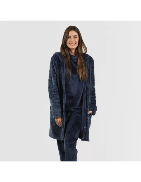 Roupão veludo com gorro Devore liso Roupão veludo com gorro Devore liso