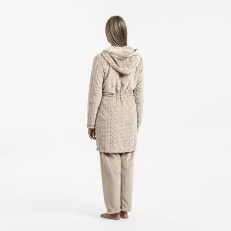 Roupão veludo com gorro Devore liso