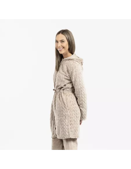 Roupão veludo com gorro Devore liso Roupão veludo com gorro Devore liso