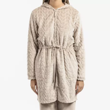 Roupão veludo com gorro Devore liso