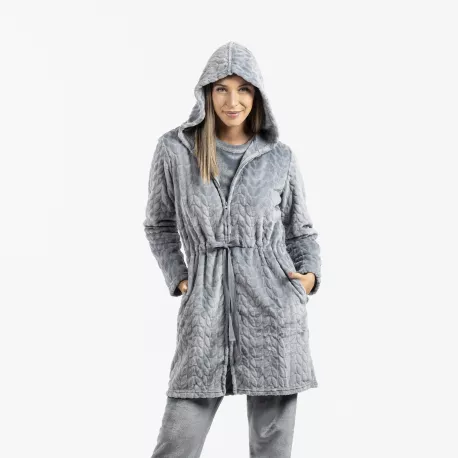 Roupão veludo com gorro Devore liso