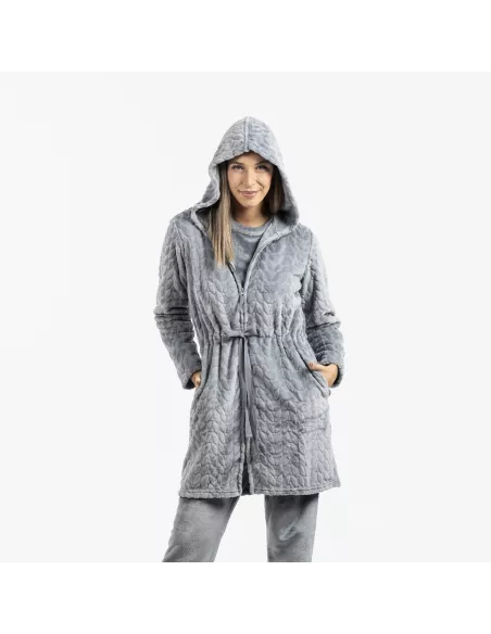 Roupão veludo com gorro Devore liso Roupão veludo com gorro Devore liso