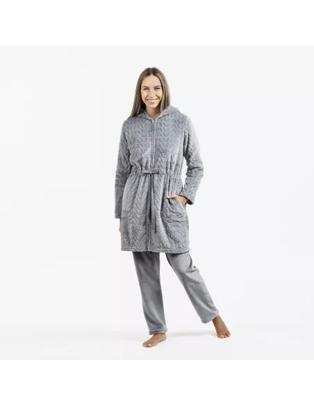 Roupão veludo com gorro Devore liso Roupão veludo com gorro Devore liso