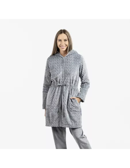 Roupão veludo com gorro Devore liso Roupão veludo com gorro Devore liso