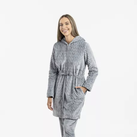 Roupão veludo com gorro Devore liso