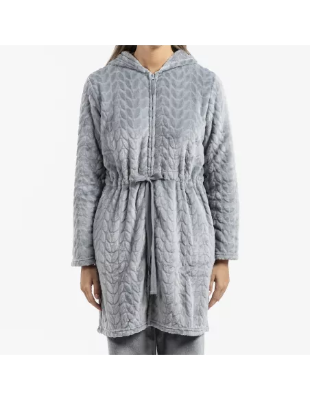 Roupão veludo com gorro Devore liso Roupão veludo com gorro Devore liso