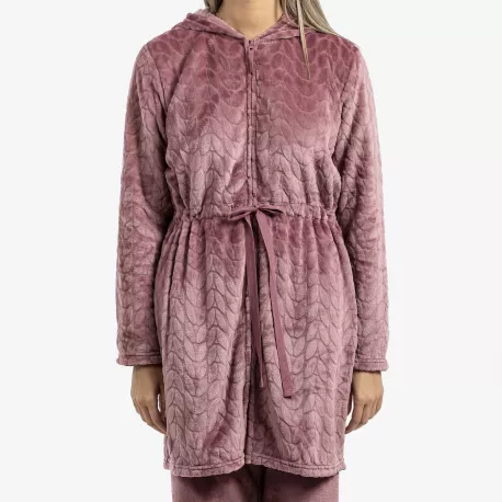 Roupão veludo com gorro Devore liso